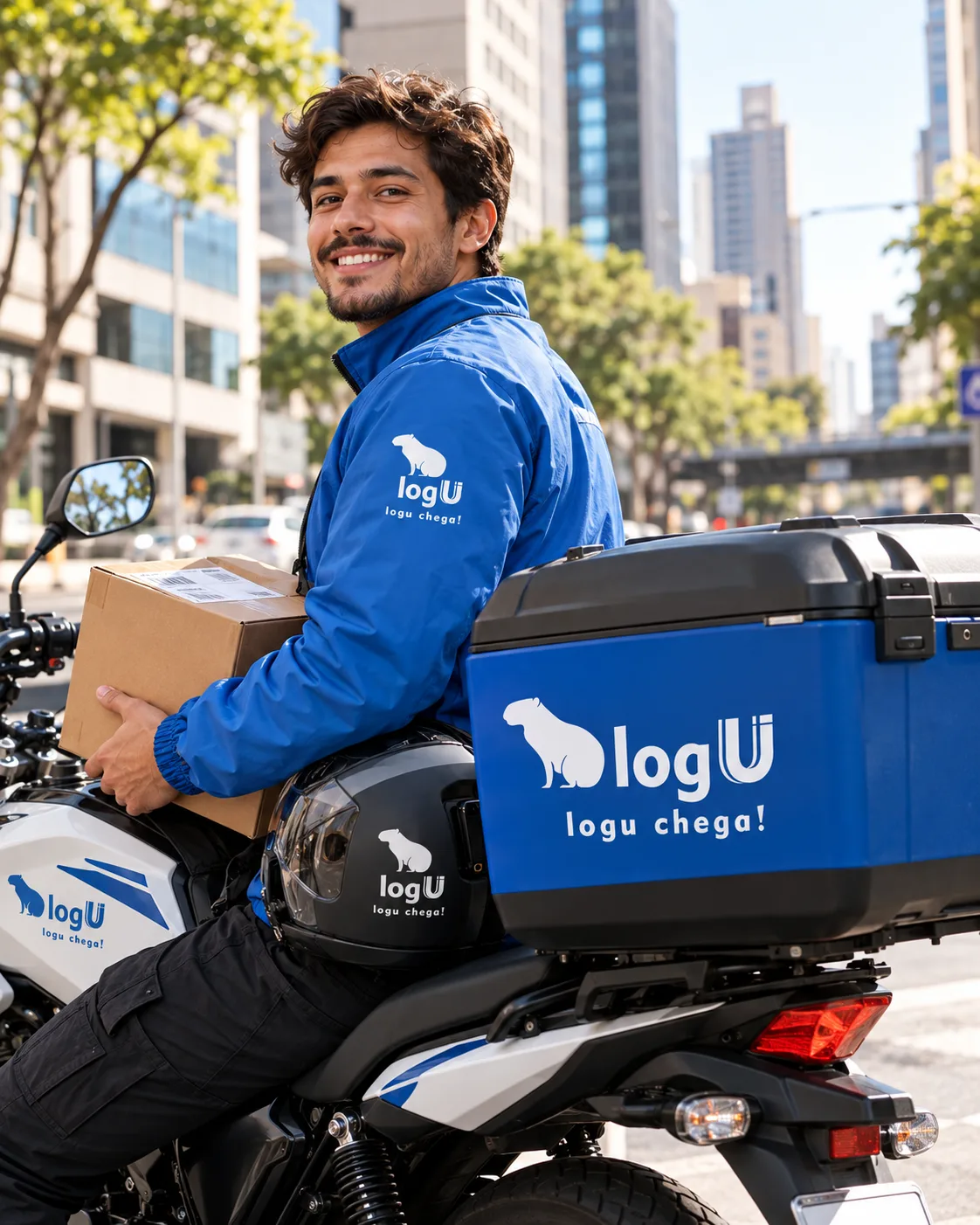 Entregador da LOGU na moto
